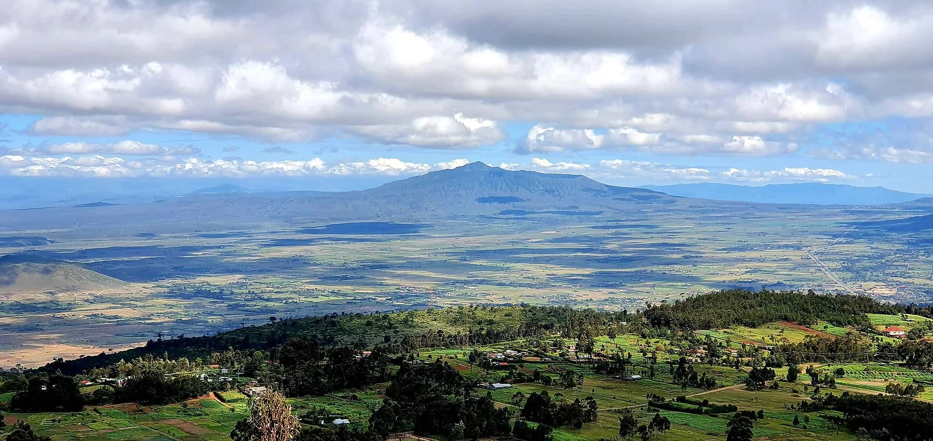 Mount Longonot seen from the highway crossing the Rift Valley floor