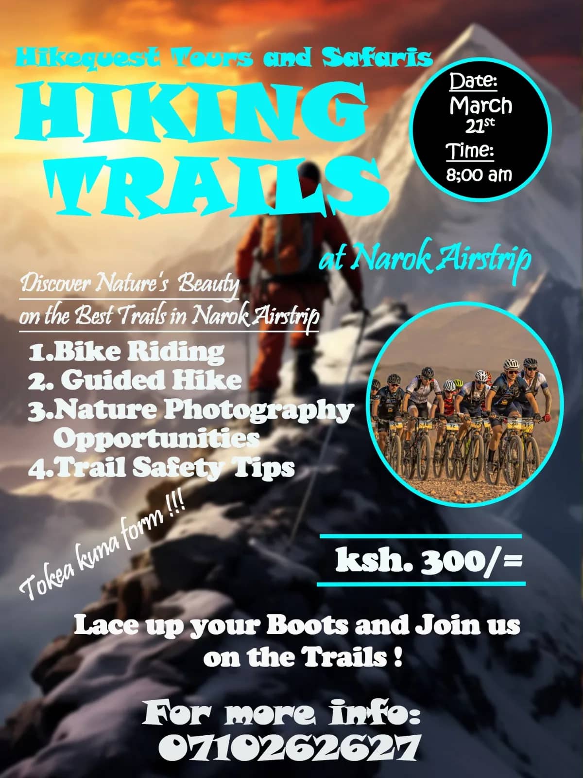 Poster for the Narok Airstrip hiking trails day on 21 March 2026