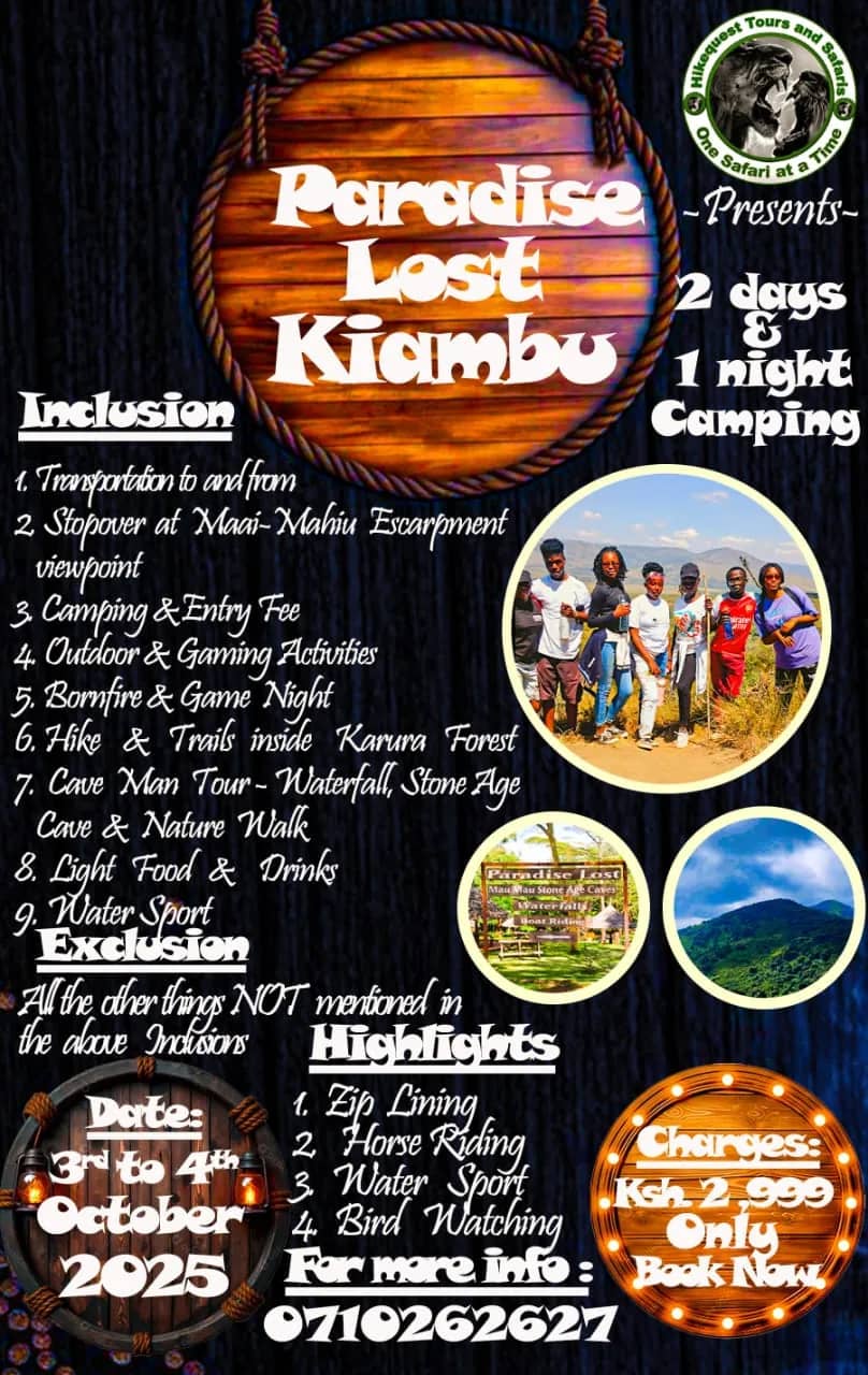 Poster for the Paradise Lost Kiambu camping weekend, 3 to 4 October 2025