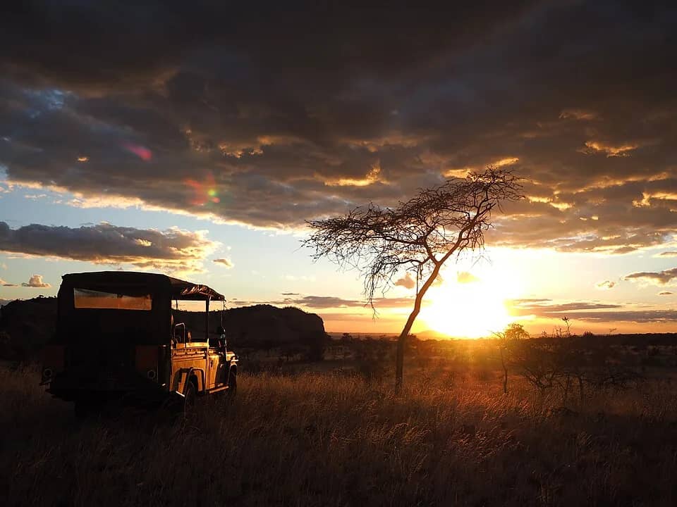 Sunset over the rolling Chyulu Hills