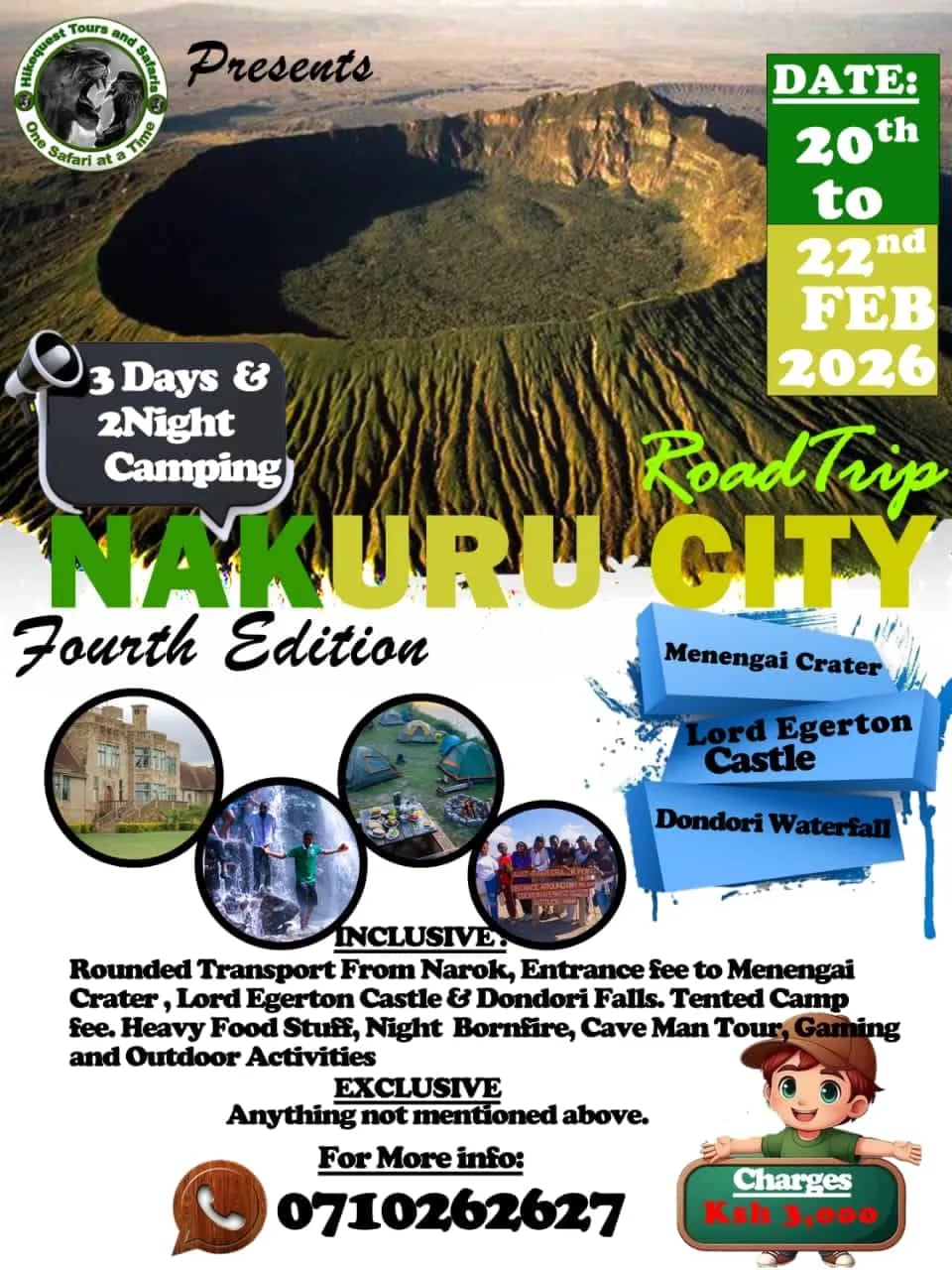 Poster for the three-day Nakuru City road trip, 20 to 22 February 2026